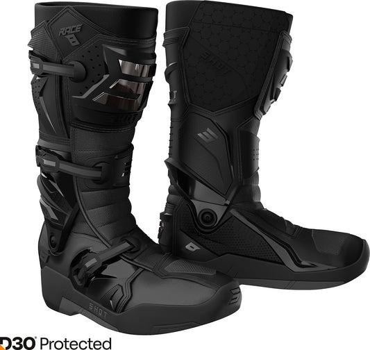 Botas Race 8 SHOT Pretas / Cromadas